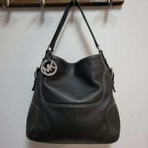 Michael Kors Black Leather Shoulder Hobo Bag